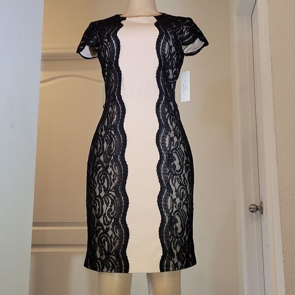 NWT IVY&BLU  BLACK LACE PANEL BODYCON DRESS - Picture 12 of 16